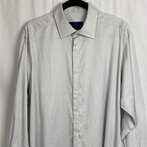 100% Cotton David Donahue Subtle Gray Button-Up Shirt